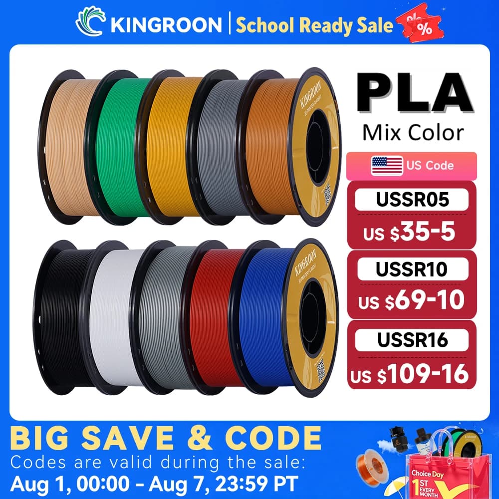 KINGROON PLA Filament 1.75mm 5/10KG pla Plastic For 3D Printer, Standard 1kg/roll 3D Printing F