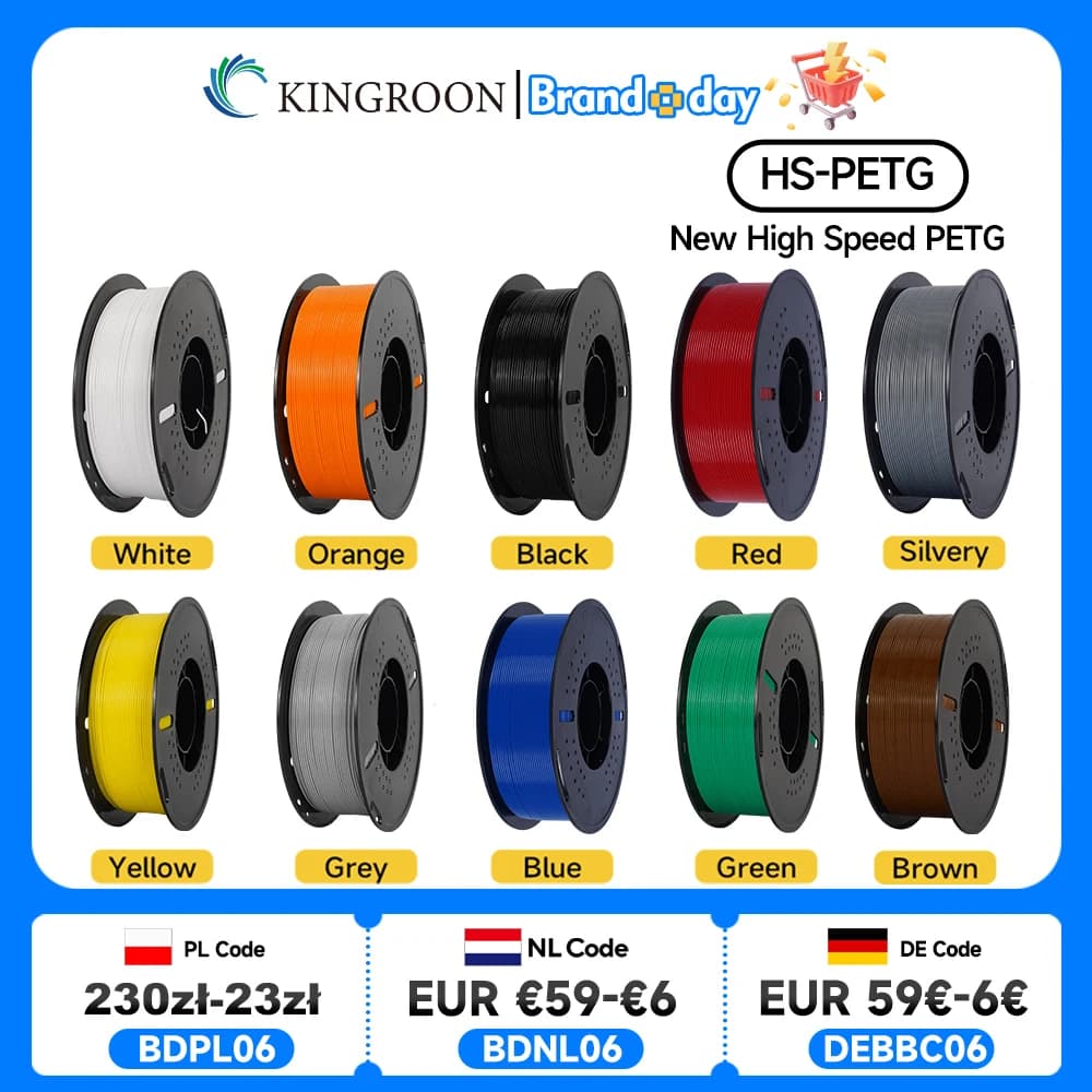 KINGROON Newest HS-PETG 3D Printer Filament 1.75mm High Speed 3D Printinng Material Hyper PETG 