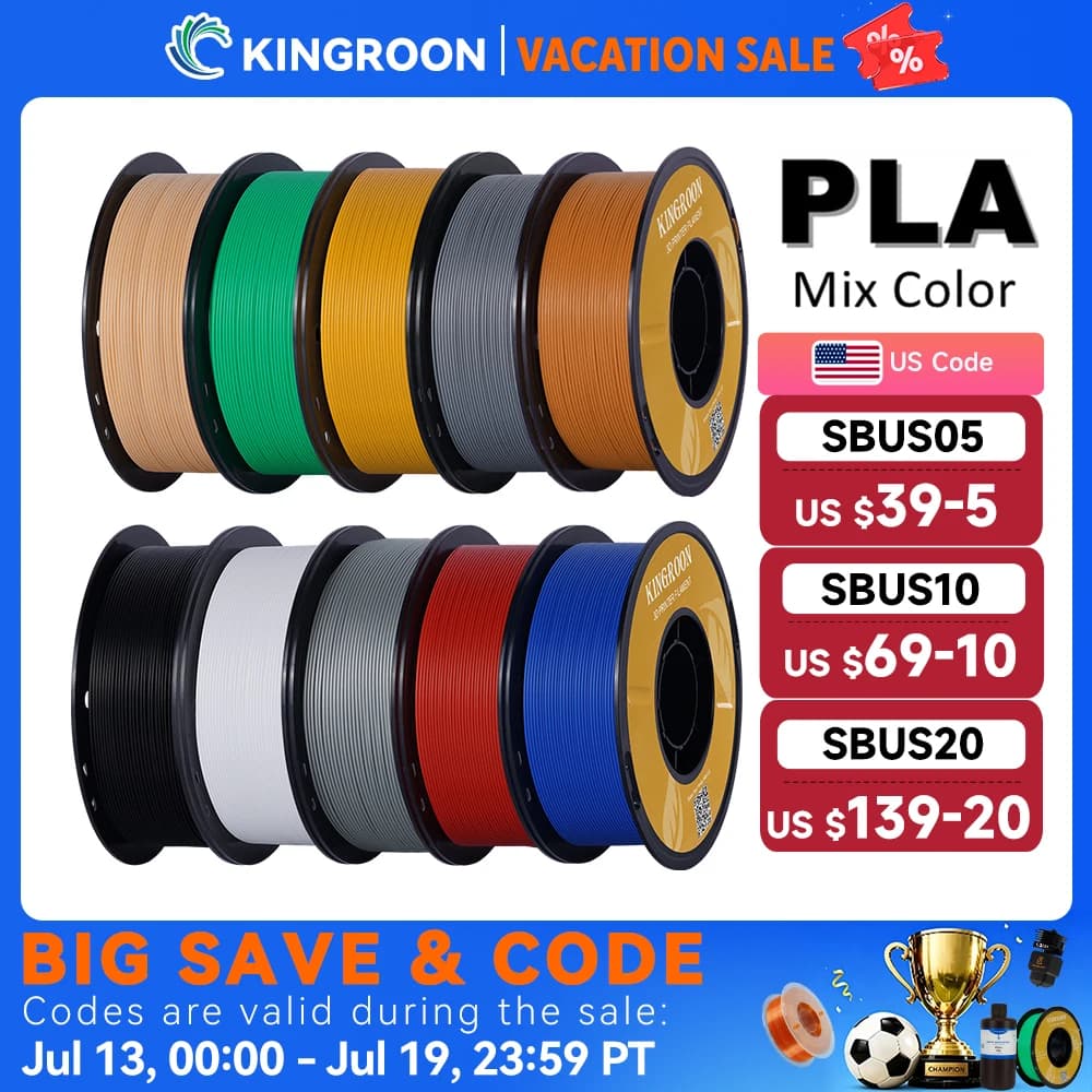 KINGROON PLA Filament 1.75mm 5/10KG pla Plastic For 3D Printer, Standard 1kg/roll 3D Printing F