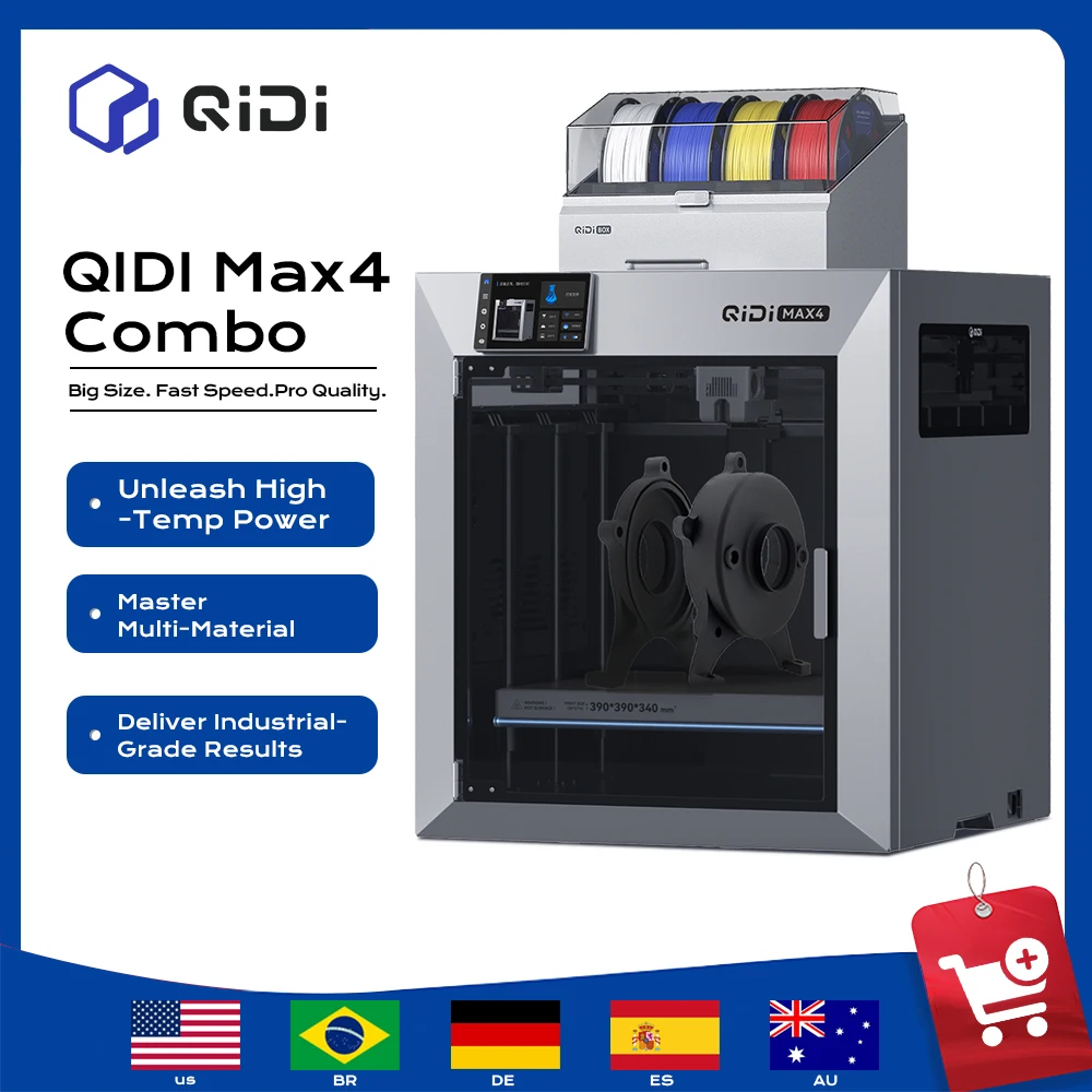 QIDI MAX4 Combo CoreXY 3D Printer Industrial Large Scale High Speed Impressora 3D Enclosed Cham
