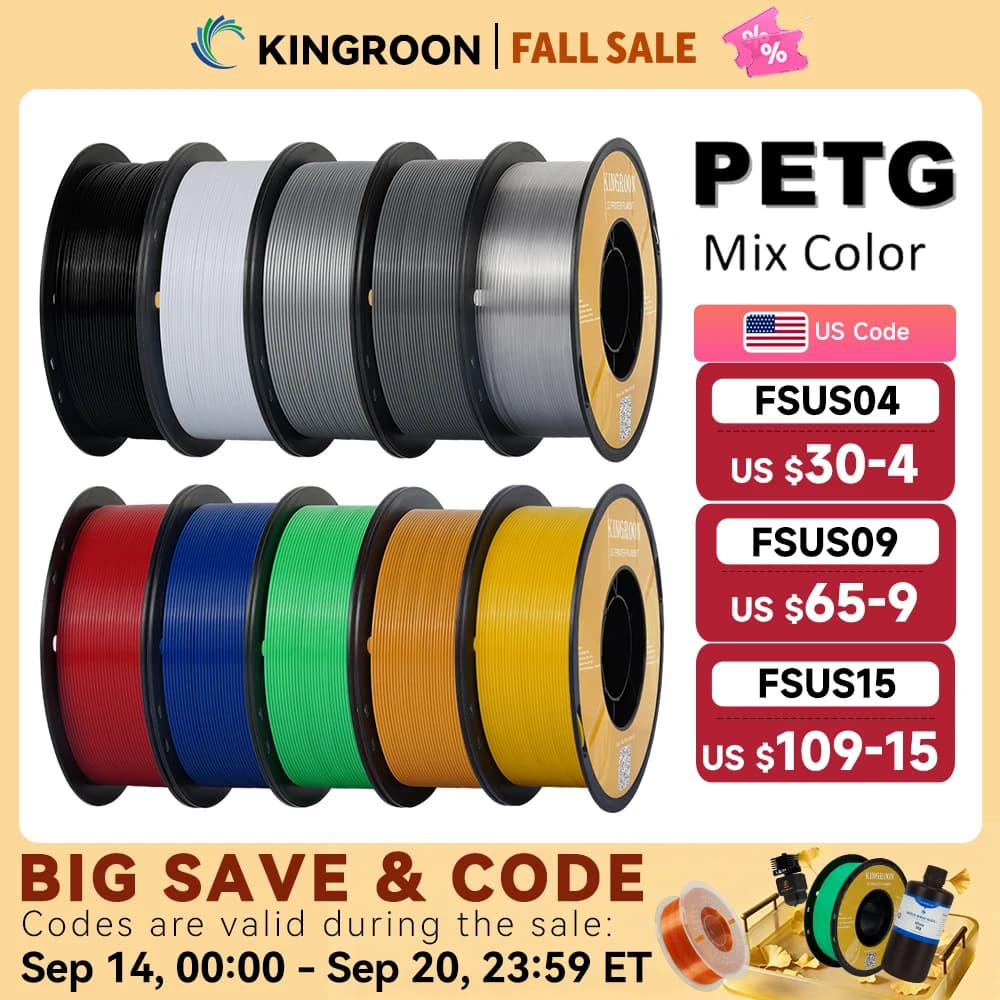 KINGROON PETG 3D Printer Filament 1.75mm 5KG 10KG Mix Color 3D Printing Material 1kg/roll petg