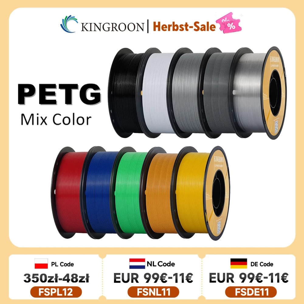 KINGROON PETG 3D Printer Filament 1.75mm 5KG 10KG Mix Color 3D Printing Material 1kg/roll petg